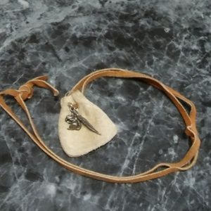 Leather necklace with pouch, 14" long  REDUCED